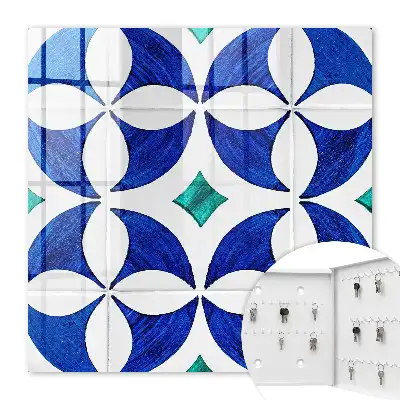 Key cabinet Geometric motif in blue-green tones