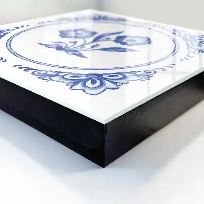 Wall mounted key box Blue flowers in shades