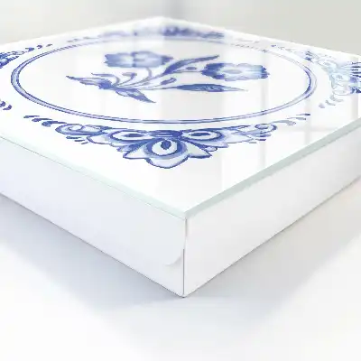 Wall mounted key box Blue flowers in shades