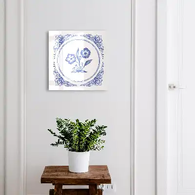 Wall mounted key box Blue flowers in shades