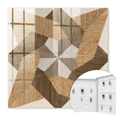 Wall mounted key cabinet Wooden star in warm tones