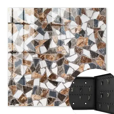 Key box for home Geometric mosaic brown white and gray