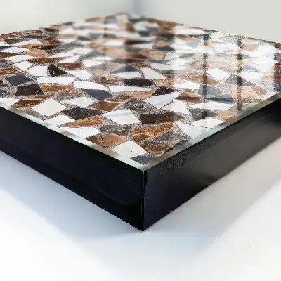 Key box for home Geometric mosaic brown white and gray