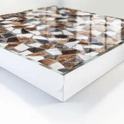 Key box for home Geometric mosaic brown white and gray