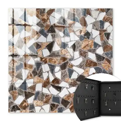 Key box for home Geometric mosaic brown white and gray