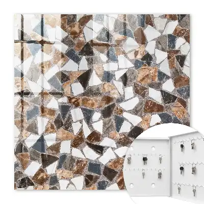 Key box for home Geometric mosaic brown white and gray