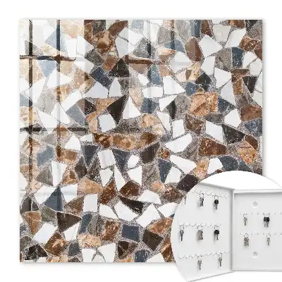 Key box for home Geometric mosaic brown white and gray