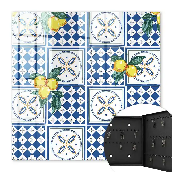 Wall mounted key cabinet Lemon Geometric Tiles