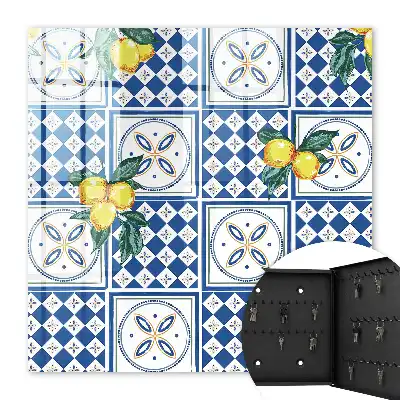 Wall mounted key cabinet Lemon Geometric Tiles