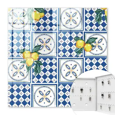Wall mounted key cabinet Lemon Geometric Tiles
