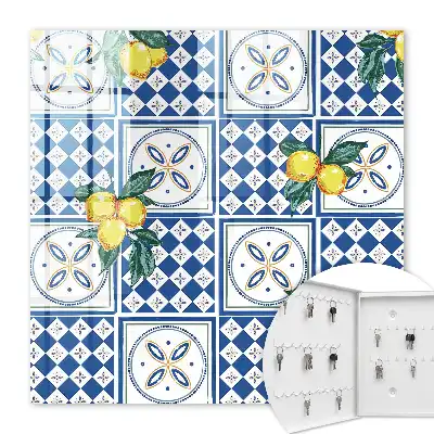Wall mounted key cabinet Lemon Geometric Tiles