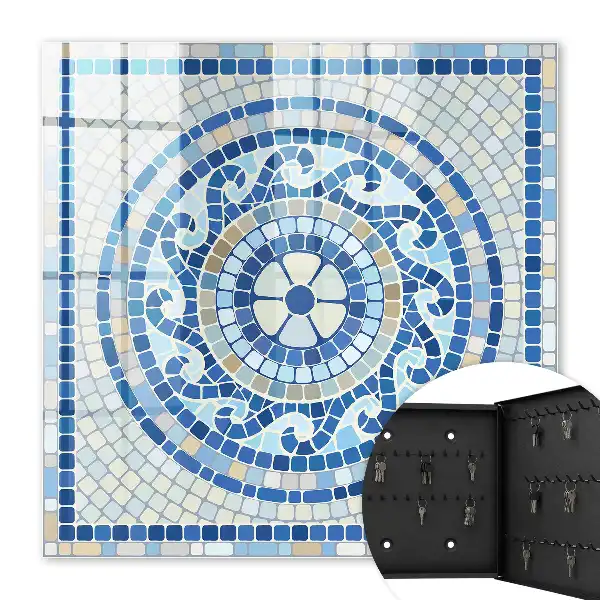 Wall mounted key box Geometric mosaic in beige tones