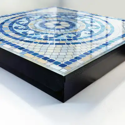 Wall mounted key box Geometric mosaic in beige tones