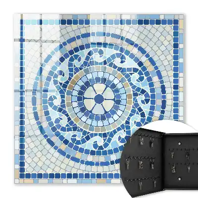Wall mounted key box Geometric mosaic in beige tones