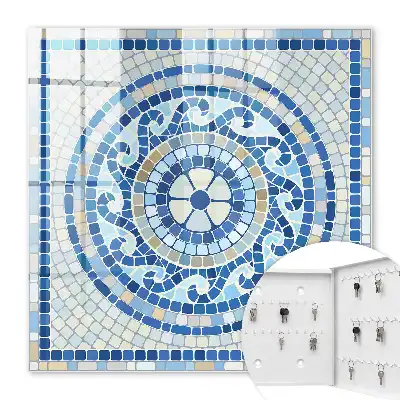 Wall mounted key box Geometric mosaic in beige tones
