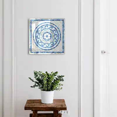 Wall mounted key box Geometric mosaic in beige tones