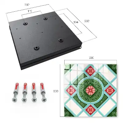 Wall mounted key cabinet Floral geometry red blue