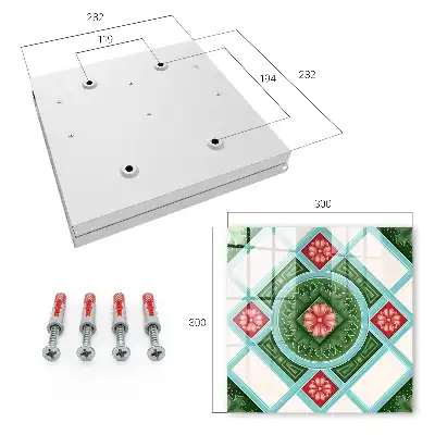 Wall mounted key cabinet Floral geometry red blue