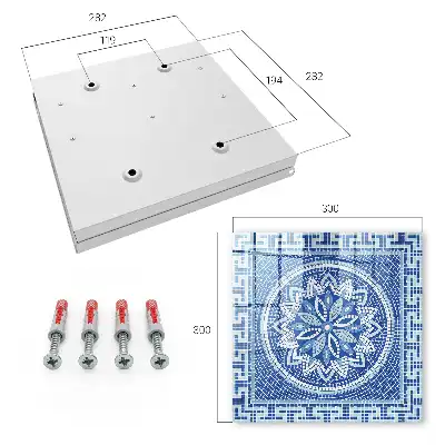 Key cabinet Blue mosaic with a floral pattern