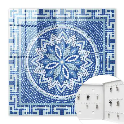 Key cabinet Blue mosaic with a floral pattern