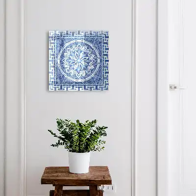 Key cabinet Blue mosaic with a floral pattern