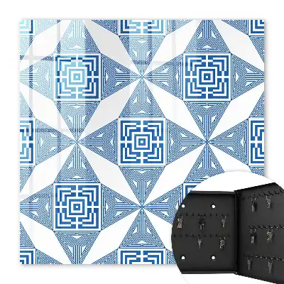 Wall mounted key cabinet Geometric pattern in blue with squares