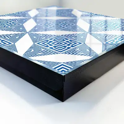 Wall mounted key cabinet Geometric pattern in blue with squares
