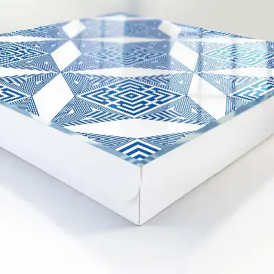 Wall mounted key cabinet Geometric pattern in blue with squares