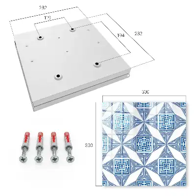 Wall mounted key cabinet Geometric pattern in blue with squares