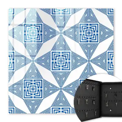 Wall mounted key cabinet Geometric pattern in blue with squares