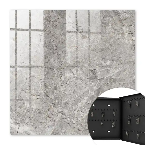 Wall mounted key cabinet Marble background with a gray and beige pattern