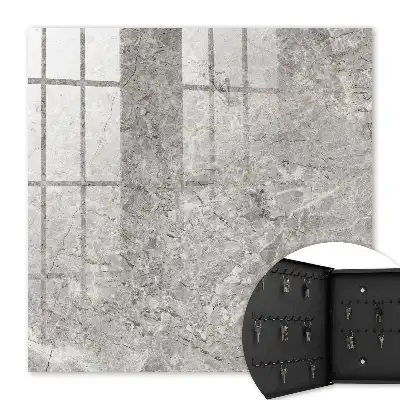 Wall mounted key cabinet Marble background with a gray and beige pattern