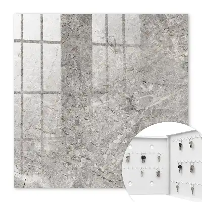 Wall mounted key cabinet Marble background with a gray and beige pattern