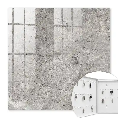 Wall mounted key cabinet Marble background with a gray and beige pattern