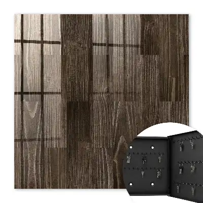 Key cabinet Brown wood with distinct grain