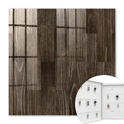 Key cabinet Brown wood with distinct grain
