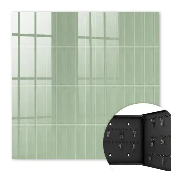 Key box for home Green checkered minimalist style