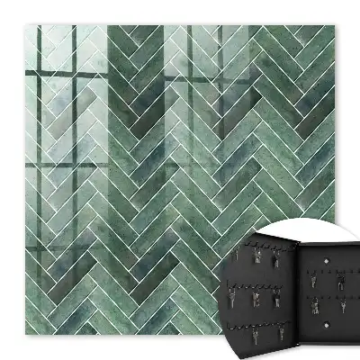 Wall mounted key cabinet Green herringbone natural charm