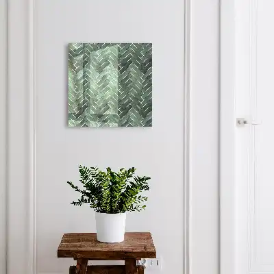 Wall mounted key cabinet Green herringbone natural charm