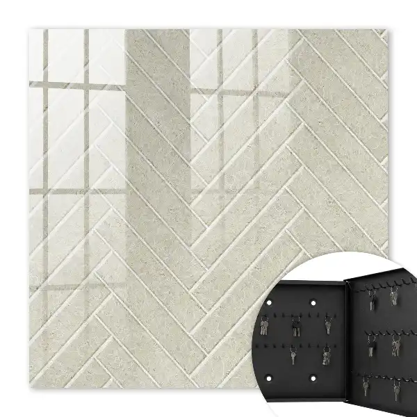 Wall mounted key box Beige herringbone subtle in beige