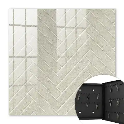 Wall mounted key box Beige herringbone subtle in beige