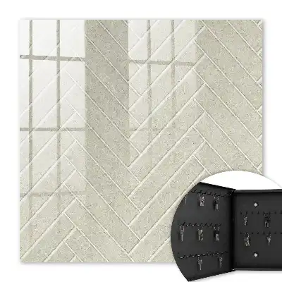 Wall mounted key box Beige herringbone subtle in beige
