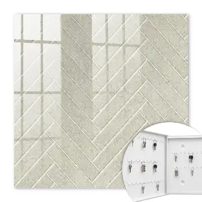 Wall mounted key box Beige herringbone subtle in beige
