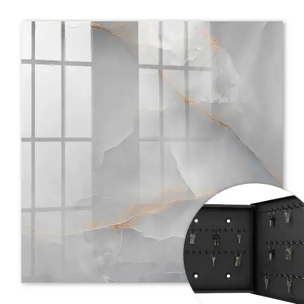 Wall mounted key cabinet Gray elegance with warm accents