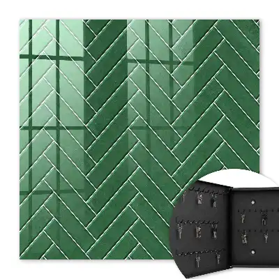 Wall mounted key cabinet The green herringbone of a space of elegance