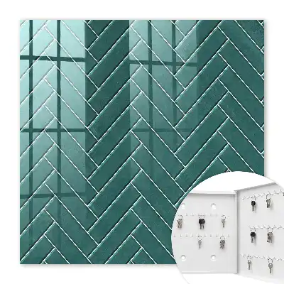 Wall mounted key box Herringbone turquoise color