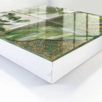 Wall mounted key box Plant tiles with a watercolor accent