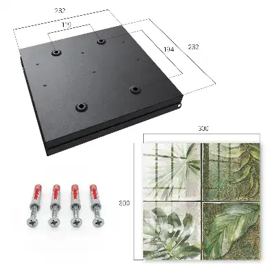 Wall mounted key box Plant tiles with a watercolor accent