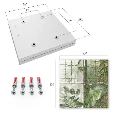 Wall mounted key box Plant tiles with a watercolor accent