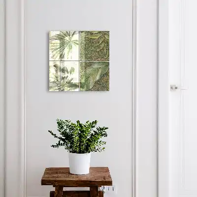 Wall mounted key box Plant tiles with a watercolor accent